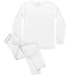 Rocky Boy’s Fleece Lined Thermal Underwear 2PC Set Long John Top and Bottom (L, White)