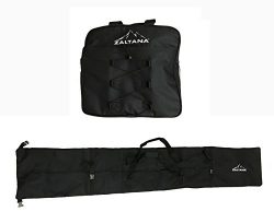 Zaltana SKB12 Padded Ski Carier Bag Rack Holds and Ski Boots Bag Combo, Black