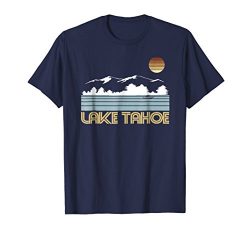 Mens Lake Tahoe T-Shirt Retro 80s Nevada Ski Clothing Medium Navy