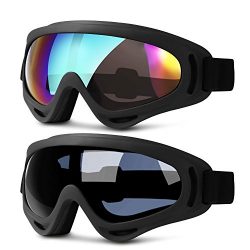 Ski Goggles, 2 Pack Updated Snowboard Goggles for Kids Men Women Boys & Girls with Thickenin ...