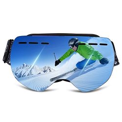 Ewin G01 Ski Goggles, Frameless Snowboard Goggles with REVO Anti-Fog Lens 100% UV400 Protection  ...
