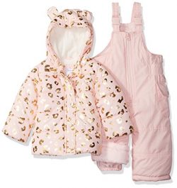 Carter’s Baby Girls 2-Piece Heavyweight Printed Snowsuit with Ears, Leopard Light Pink, 12M