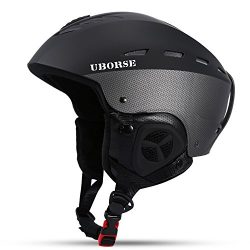 UBORSE Ski Helmet Windproof Lightweight Professional Outdoors Skate Helmet for Adult, Black, M