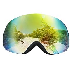 Homitt Ski Goggles, Skiing Goggles with 100% UV400 Coating Anti Fog Mirror Lens, Adjustable Size ...