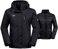 Wantdo Women’s 3-in-1 Waterproof Ski Jacket Windproof Puff Liner Winter Coat Black US Small