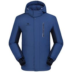 CAMEL CROWN Men’s Mountain Snow Waterproof Ski Jacket Detachable Hood Windproof Fleece Parka Rai ...