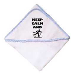 Cute Rascals Keep Calm And Ski Cross Country Cotton Baby Hooded Towel Blue