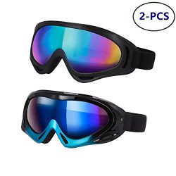 LJDJ Ski Goggles – Pack of 2 – Snowmobile Snowboard Skate Snow Skiing Goggles with 1 ...