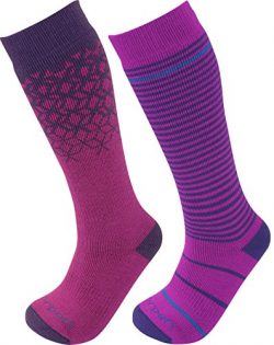 Lorpen T2 Kids Merino Ski Socks – 2 Pack, Berry, Medium